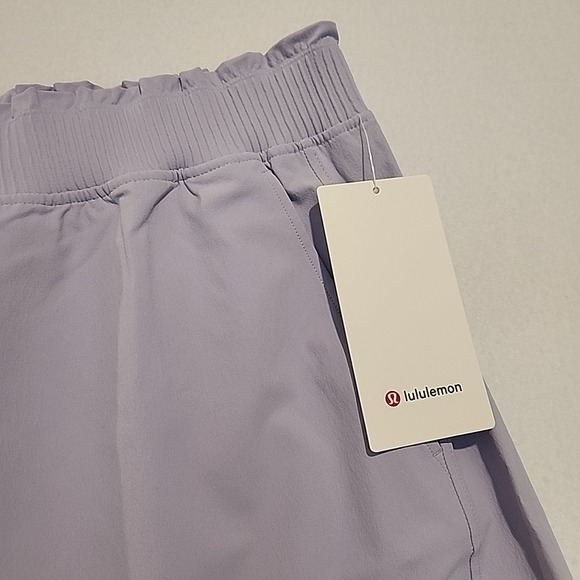 LULULEMON Stretch Woven Ruffle-Waist High-Rise Shorts 9" Lavendar Size XL - Picture 2 of 8
